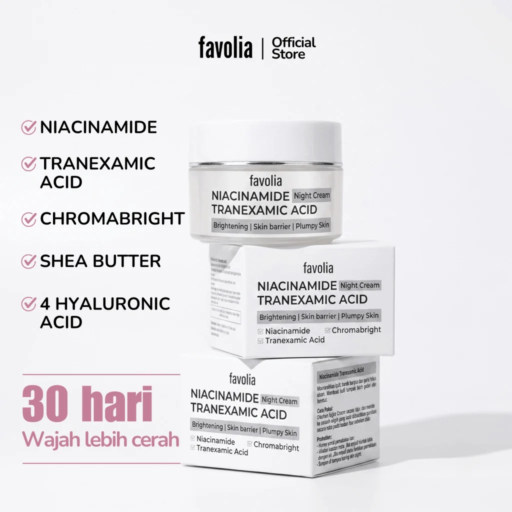 Hasil survei pengguna Favolia Niacinamide Tranexamic Acid Night Cream, cerahkan dan kuatkan skin barrier