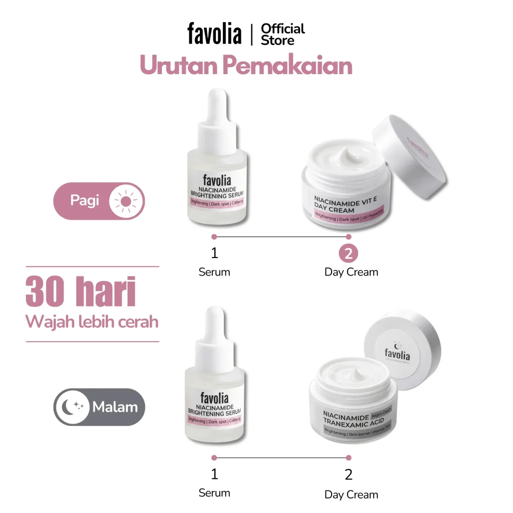 Favolia Niacinamide Vit E Day Cream tersertifikasi BPOM dan Halal, bebas logam berat